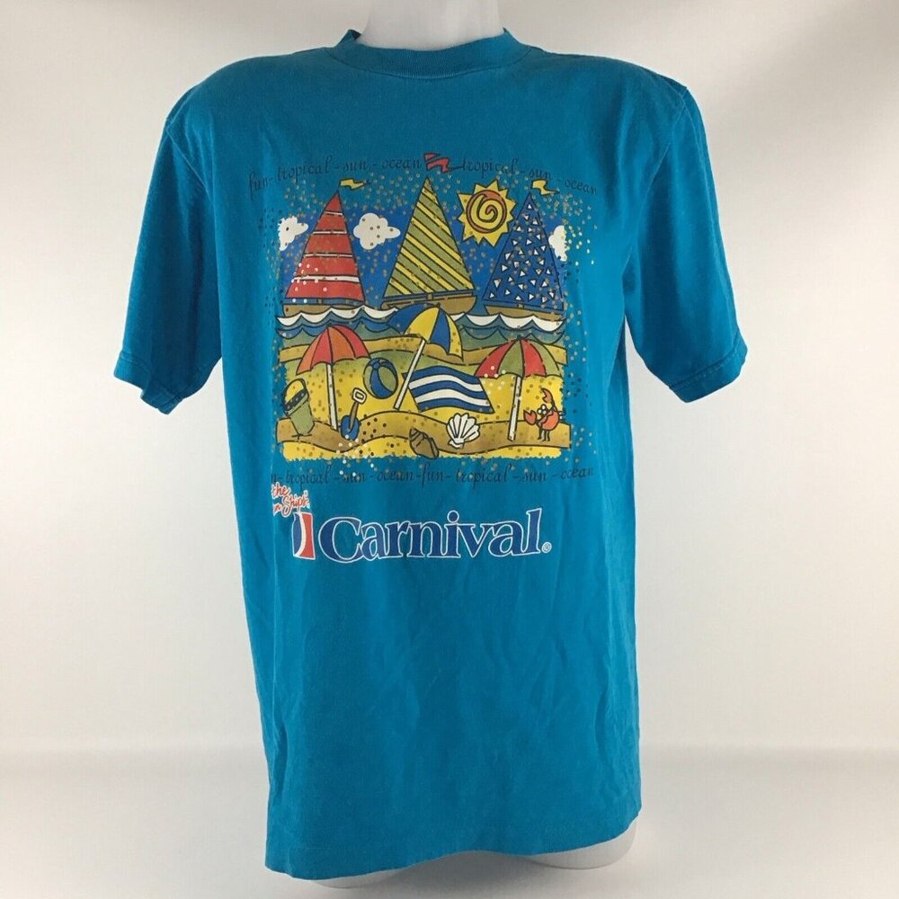 Carnival Cruise Lines The Fun Ship T-Shirt Vacation Size Large Lg Vintage 90s